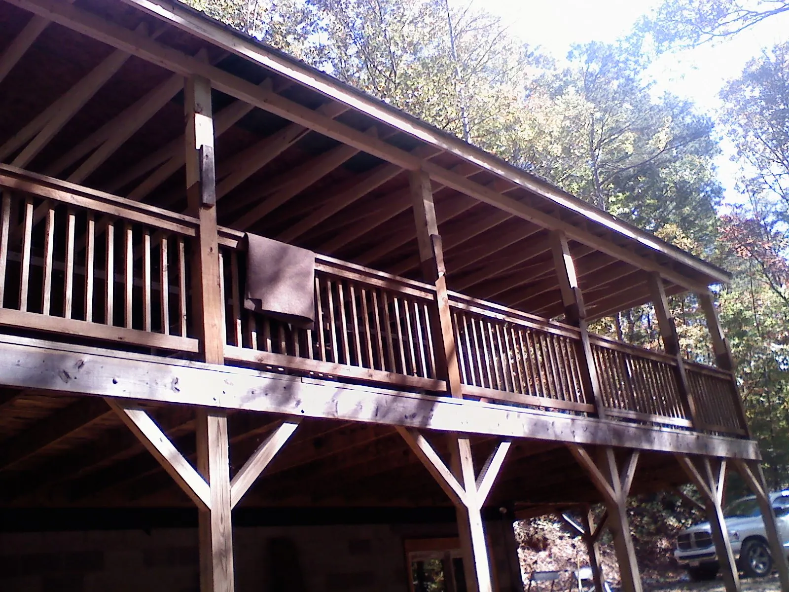 Timber framing under a new elevated porch and deck — Roof Leak Repair in Shasta Lake by Roofing Brothers